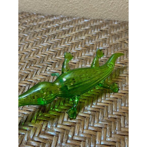 Pier 1 Alligator Crocodile Blown Glass Christmas Ornament Green Gold Glitter - Picture 4 of 5